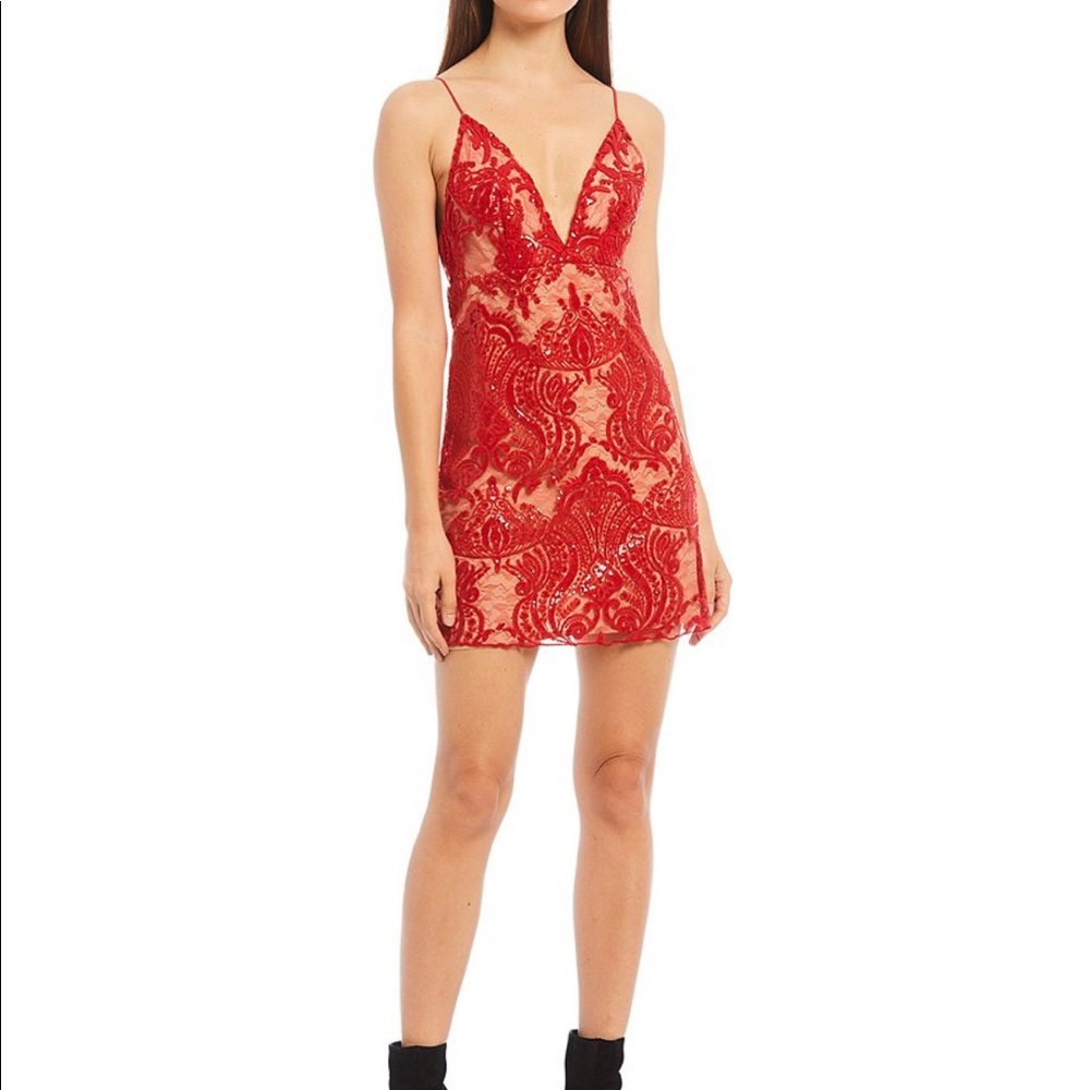 Free People Night Shimmer Sequin Embroidered Dress